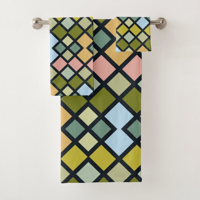 Conjunto de Toalhas de Banho Quadrados Abstratos e (Insitu)