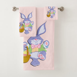 Conjunto de Toalhas de Banho Rosa Coelhinho Púrpur