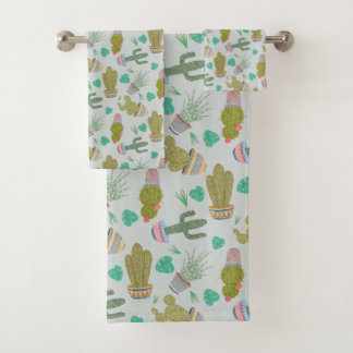 Conjunto de Toalhas de Banho Suculentas