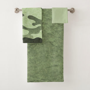 Conjunto de Toalhas de Banho Verde Camouflage