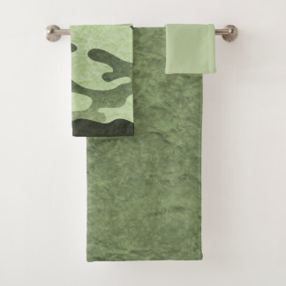 Conjunto de Toalhas de Banho Verde Camouflage