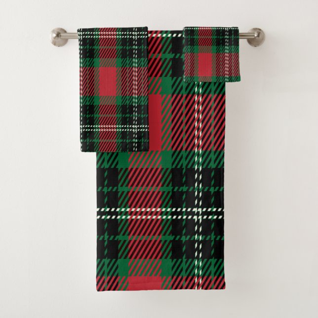 Conjunto de Toalhas de Banho Verde de Tartan (Insitu)
