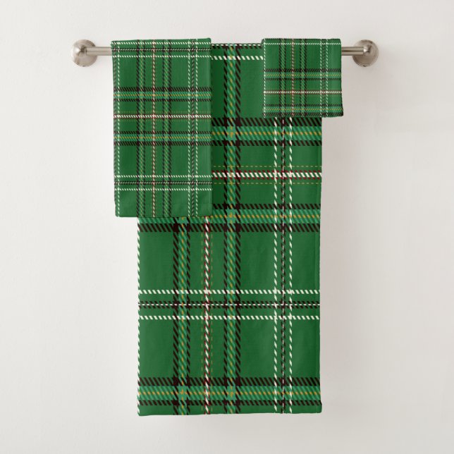 Conjunto de Toalhas de Banho Verde de Tartan (Insitu)