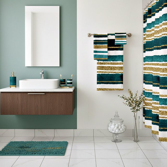 Conjunto de toalhas de banho verde e dourado (Criador carregado)