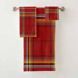 Conjunto de Toalhas de Banho Vermelho de Tartan