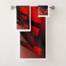 Conjunto de toalhas de banho vermelho e preto