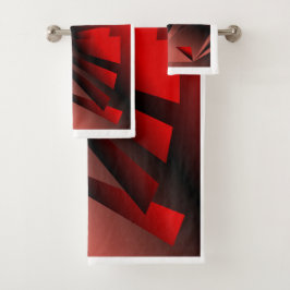 Conjunto de toalhas de banho vermelho e preto