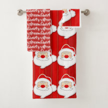 Conjunto de Toalhas de Banho Vermelho Feliz Natal
