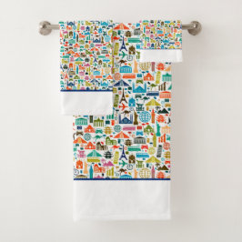 conjunto de toalhas de banho viaje pelo mundo