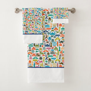 conjunto de toalhas de banho viaje pelo mundo