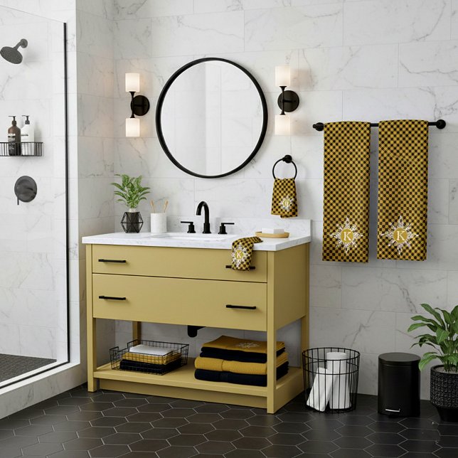 Conjunto de toalhas de banho xadrez com floco de n (Criador carregado)