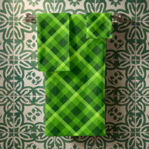 Conjunto de Toalhas de Banho Xadrez Verde Árvore B