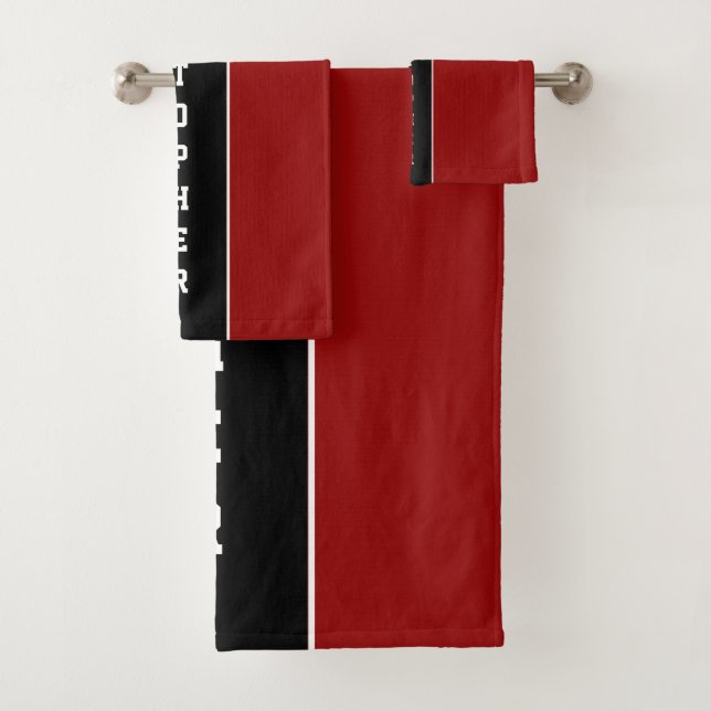 Conjunto de toalhas de banhos preto e vermelho per (Insitu)