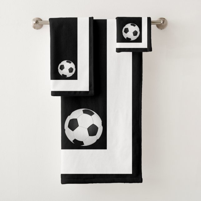Conjunto de Toalhas de Bola de Futebol Preto e Bra (Insitu)