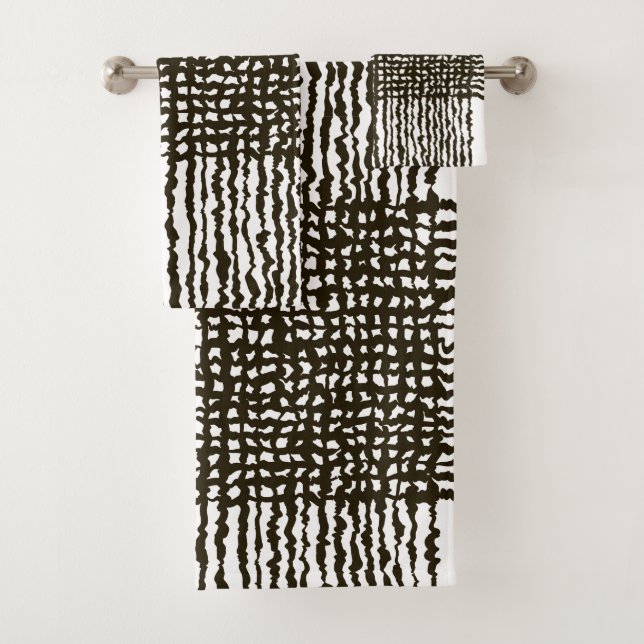 Conjunto de toalhas de borda branca preta    Padrã (Insitu)