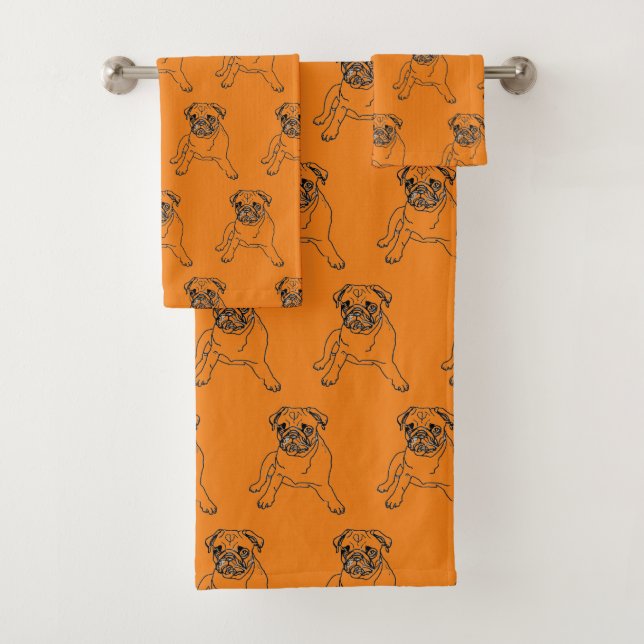 Conjunto de Toalhas de Cachorro Trendy Cute Pug (Insitu)