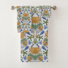 Conjunto de Toalhas de Caranguejo e Shell Costeira