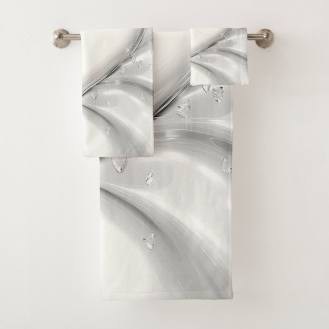 Conjunto de Toalhas de Coração de Creme Branco Ele (Insitu)