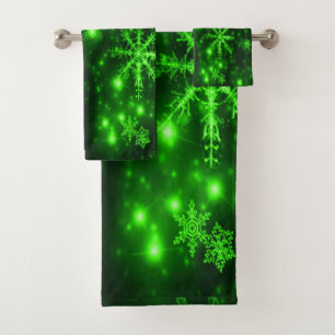 Conjunto de toalhas de flocos de neve verdes profu