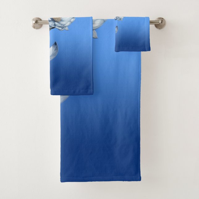 Conjunto de Toalhas de Flores de Aquarela Azul (Insitu)