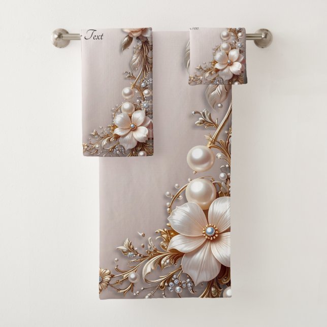 Conjunto de Toalhas de Flores Rosa Suave e Branco (Insitu)