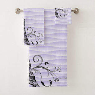 Conjunto de Toalhas de Flores Roxo de Toalha Eiffe