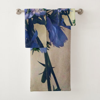 Conjunto de Toalhas de Flores Selvagem Azul