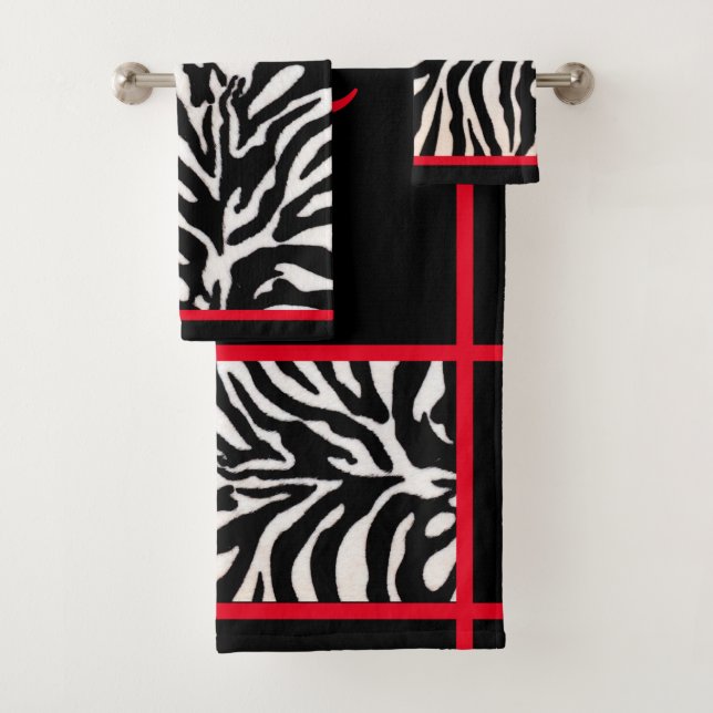 Conjunto de Toalhas de Impressão de Zebra Preta e  (Insitu)