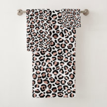 Conjunto de toalhas de impressão do leopardo preto
