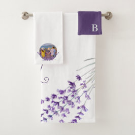 Conjunto de Toalhas de Lavanda Monogramadas