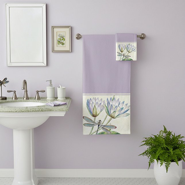 Conjunto de toalhas de lótus e libélulas (Criador carregado)