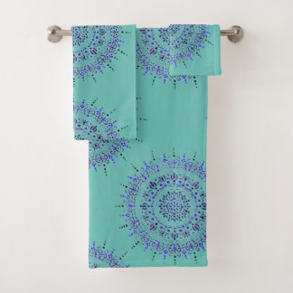 Conjunto De Toalhas De Mandala Bath De Cor Azul Te