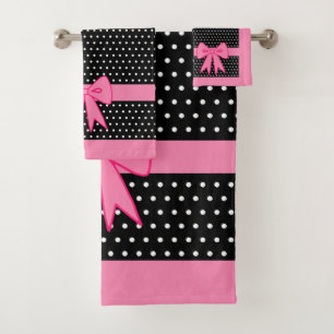 Conjunto de Toalhas de Mão de Banho com Laço Rosa