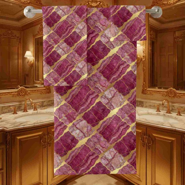 Conjunto de Toalhas de Mármore Luxuoso Ameixa e Do (Criador carregado)