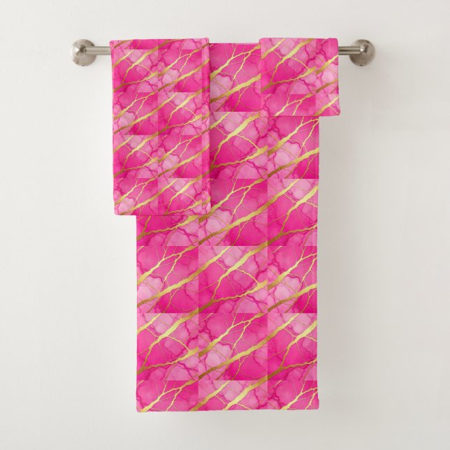 Conjunto de Toalhas de Mármore Rosa Quente e Doura (Insitu)