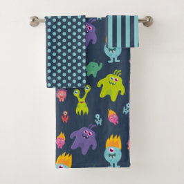 Conjunto de Toalhas de Monstros Divertidos