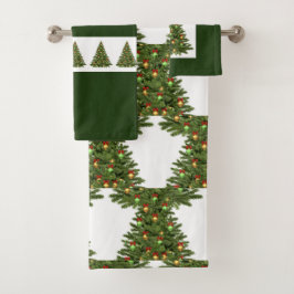 Conjunto de Toalhas de Natal Árvore Verde e Branco