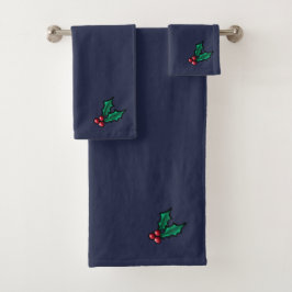 Conjunto de Toalhas de Natal com Azevinho