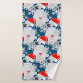 Conjunto de toalhas de Natal de gato na neve