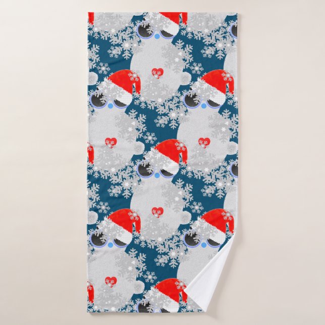 Conjunto de toalhas de Natal de gato na neve (Toalha de Banho)