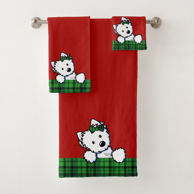 Conjunto de Toalhas de Natal KiniArt Westie (Insitu)