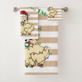 Conjunto de Toalhas de Natal Llama Bath