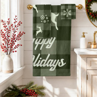 Conjunto de Toalhas de Natal Rustic Green Buffalo