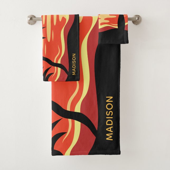 Conjunto de toalhas de nome personalizado Tropical (Insitu)