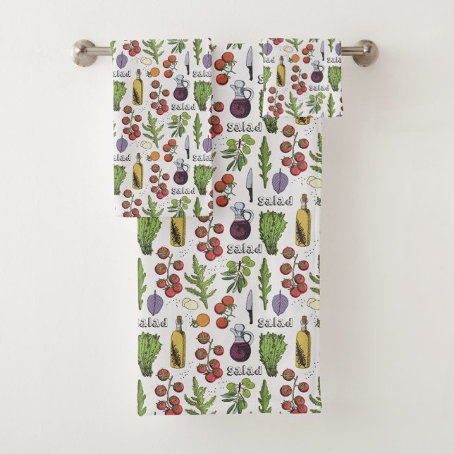 Conjunto de toalhas de padrão de salada (Insitu)