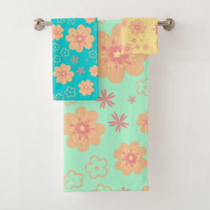 Conjunto de toalhas de padrão floral botânico retr