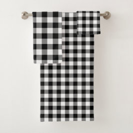 Conjunto de toalhas de padrão Gingham preto e bran