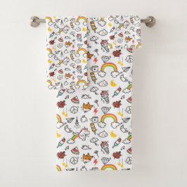 Conjunto de toalhas de padrão Kawaii