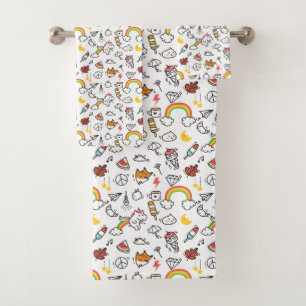 Conjunto de toalhas de padrão Kawaii