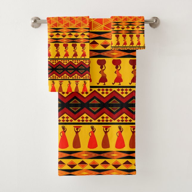 Conjunto de toalhas de padrão tribal africano (Insitu)